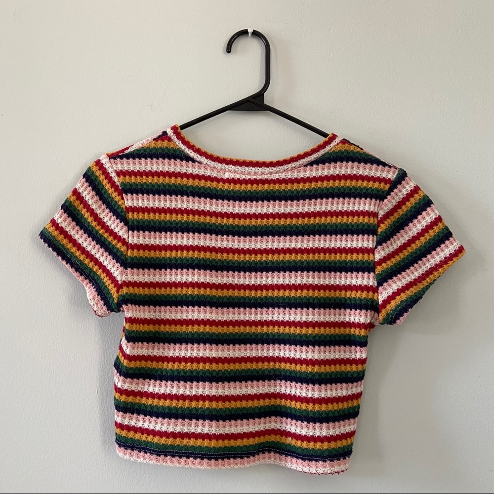 Rainbow short sleeve crop top - thrift find